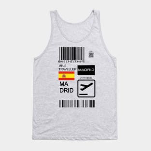 Madrid Spain travel ticket Tank Top